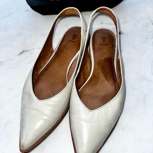 Women's Cream Leather Slingback Flats